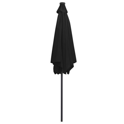 Parasol med LED-lys og aluminiumsstang 300 cm sort