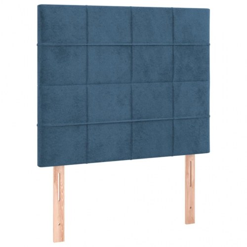 Kontinentalseng med madras 90×190 cm - fløjl, mørkeblå