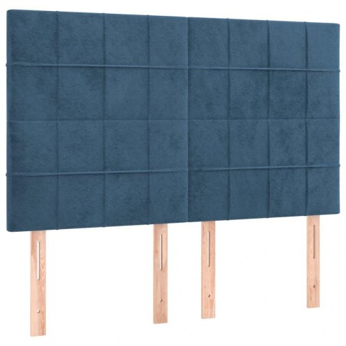 Kontinentalseng med madras 140x190 cm i fløjl - mørkeblå