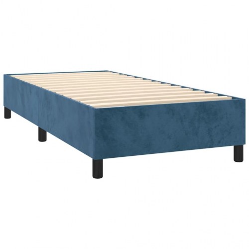 Kontinentalseng med madras 90×190 cm i fløjl - mørkeblå