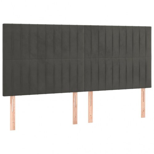 Kontinentalseng i fløjl 180x200 cm - mørkegrå med madras og topmadras