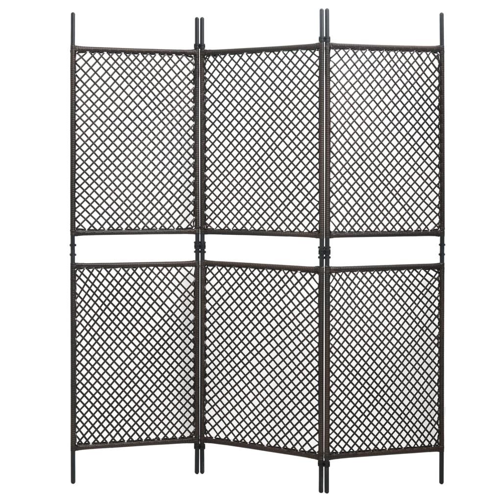 3-panels rumdeler 180x200 cm polyrattan brun