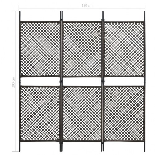 3-panels rumdeler 180x200 cm polyrattan brun
