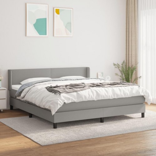 Kontinentalseng 160x200 cm - stof, lysegrå med justerbar gavl