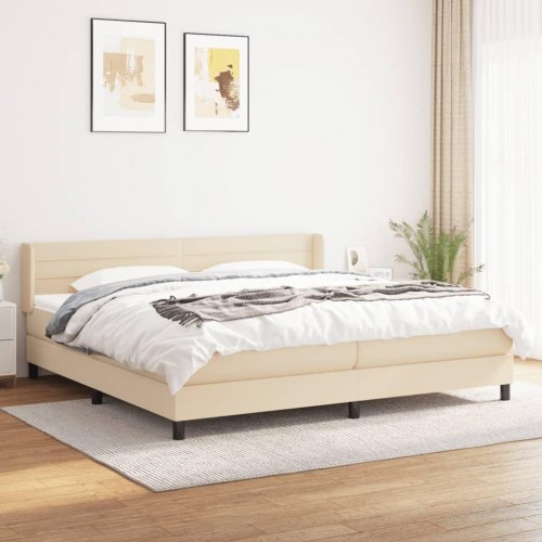 Kontinentalseng med pocketfjedre 200×200 cm - stof, cremefarvet