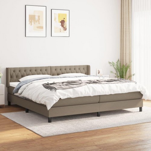 Kontinentalseng med madras 200×200 cm - stof, gråbrun