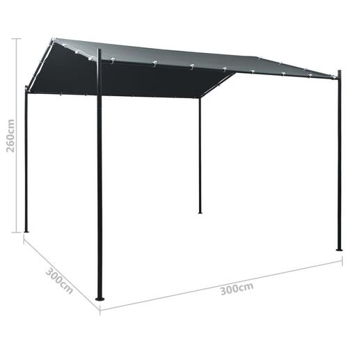 Havepavillon 3x3 m stål antracitgrå