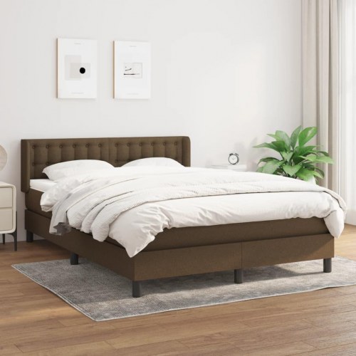 Kontinentalseng med madras 140×190 cm - stof, mørkebrun