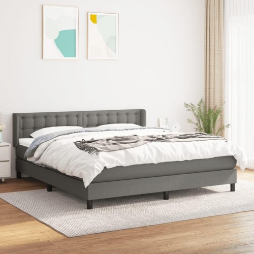 Kontinentalseng med madras 160×200 cm - stof, mørkegrå