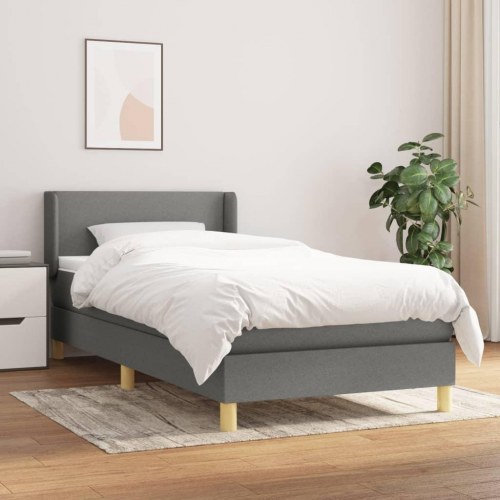 Kontinentalseng med madras 80×200 cm - stof, mørkegrå