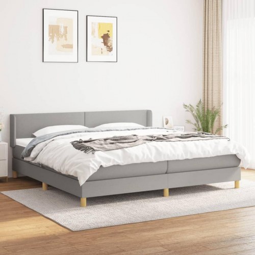 Kontinentalseng med madras 200x200 cm - stof, lysegrå