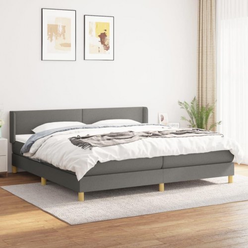 Kontinentalseng med madras 200x200 cm - stof, mørkegrå