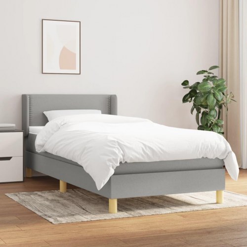 Kontinentalseng med madras 100×200 cm - stof, lysegrå