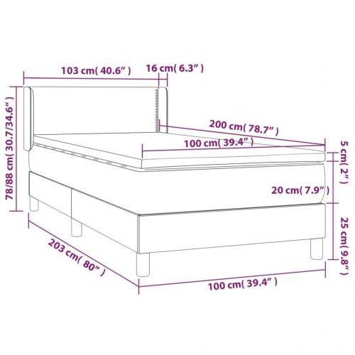 Kontinentalseng med madras 100×200 cm - stof, lysegrå