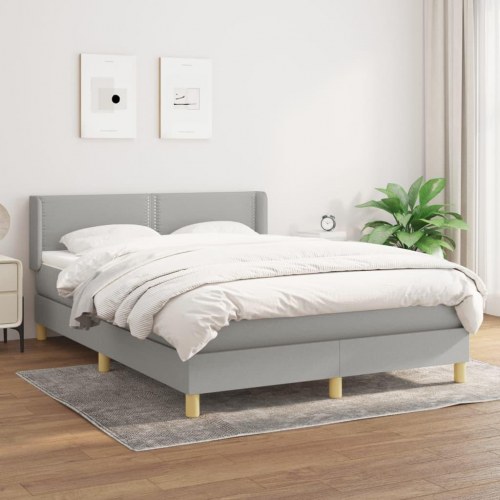 Kontinentalseng med madras 140x190 cm - stof, lysegrå