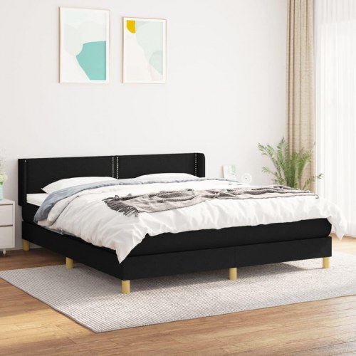 Kontinentalseng med madras 160×200 cm - stof, sort