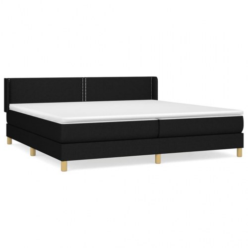 Kontinentalseng med madras 200 x 200 cm - stof, sort