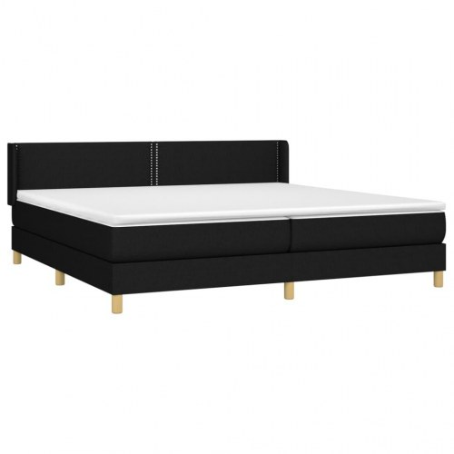 Kontinentalseng med madras 200 x 200 cm - stof, sort