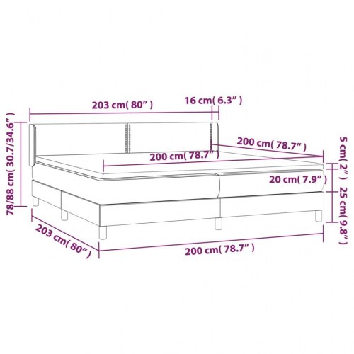 Kontinentalseng med madras 200×200 cm - stof, mørkebrun