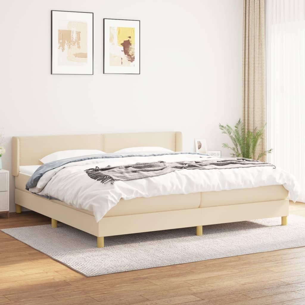 Kontinentalseng med madras 200x200 cm stof cremefarvet