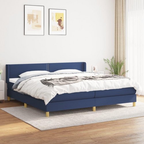 Kontinentalseng med madras 200×200 cm - stof, blå