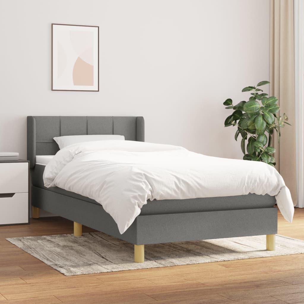 Kontinentalseng med madras 90x200 cm stof mørkegrå