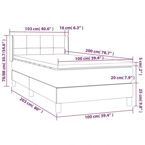 Kontinentalseng med madras 100×200 cm - stof, sort