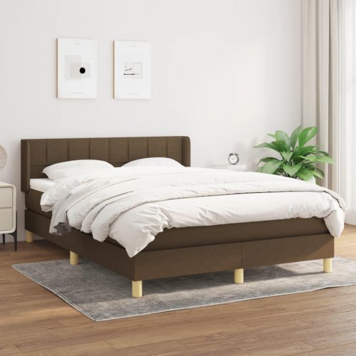 Kontinentalseng med madras 140×190 cm - stof, mørkebrun