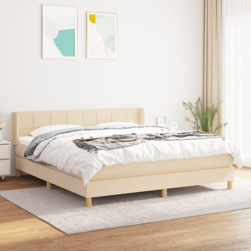 Kontinentalseng med madras 160×200 cm - stof, cremefarvet