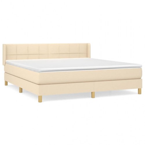 Kontinentalseng med madras 160×200 cm - stof, cremefarvet