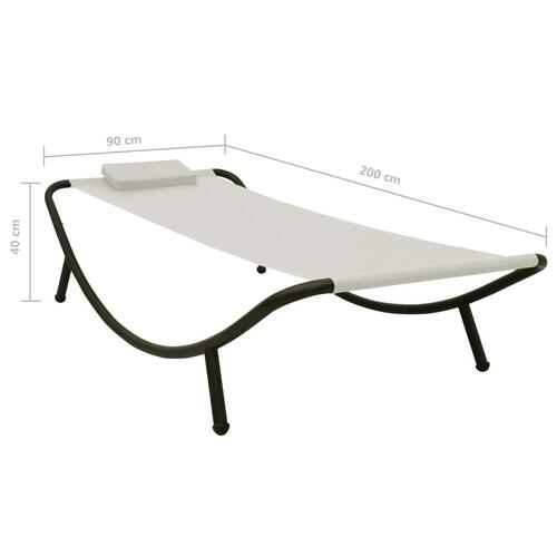 Liggestol 200x90 cm stål cremefarvet