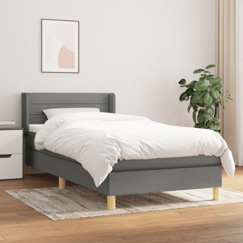 Kontinentalseng med madras 100×200 cm - stof, mørkegrå