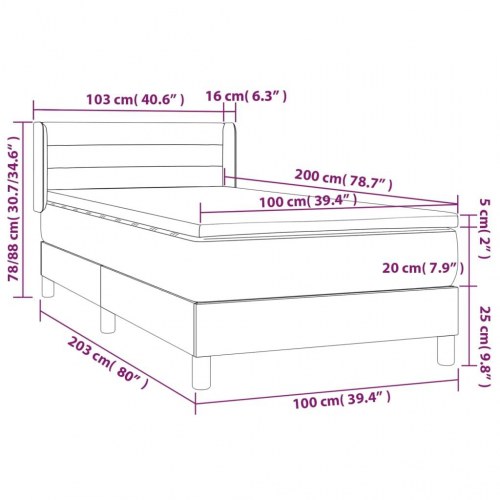 Kontinentalseng med madras 100×200 cm - stof, sort