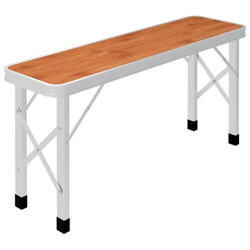 Foldbart campingbord med 2 bænke aluminium brun