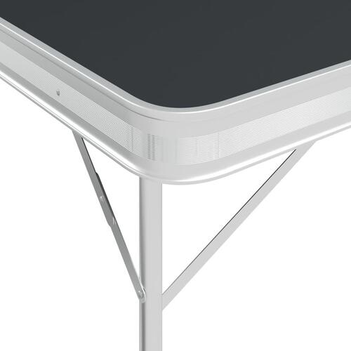 Foldbart campingbord med 2 bænke aluminium grå