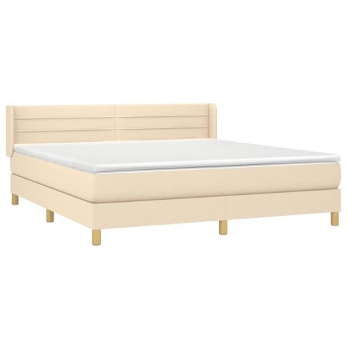 Kontinentalseng med madras 160×200 cm - stof, cremefarvet