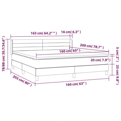 Kontinentalseng med madras 160×200 cm - stof, cremefarvet