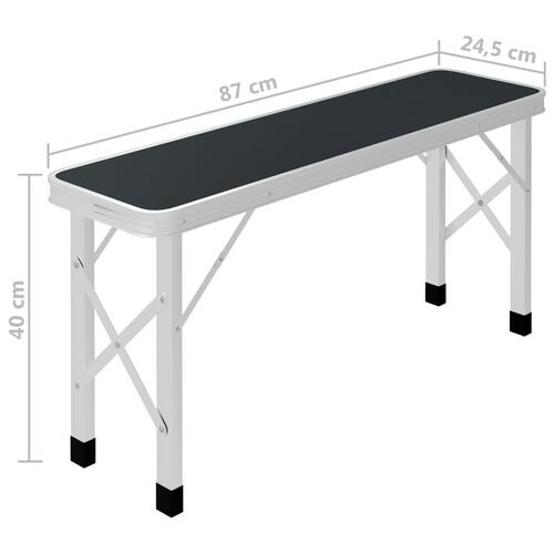Foldbart campingbord med 2 bænke aluminium grå