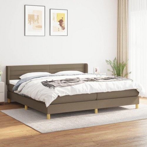 Kontinentalseng med madras 200×200 cm - stof gråbrun