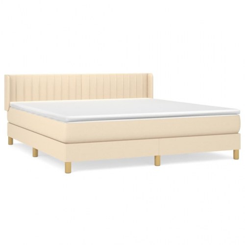 Kontinentalseng med madras 160×200 cm - stof, cremefarvet