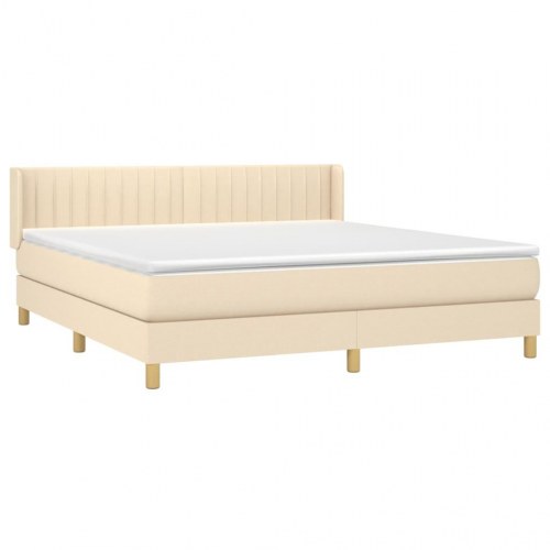 Kontinentalseng med madras 160×200 cm - stof, cremefarvet