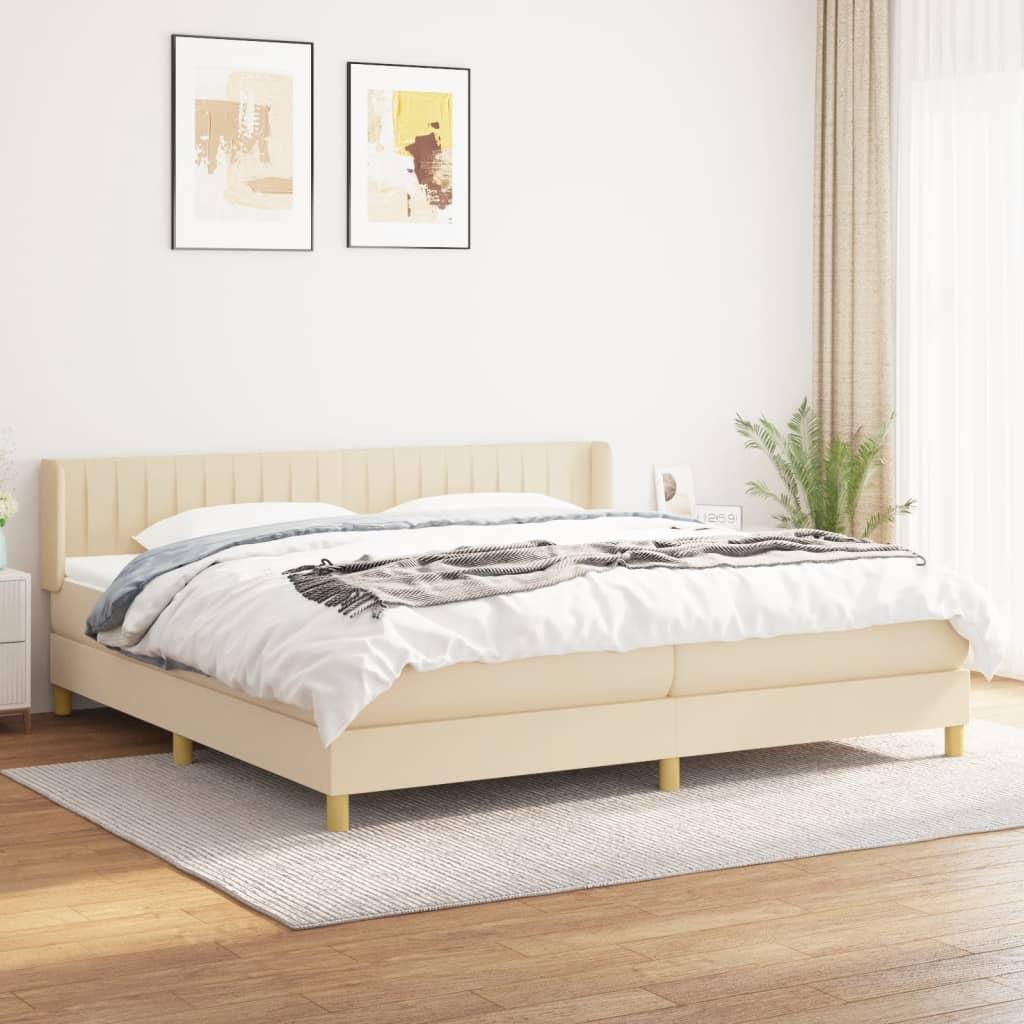 Kontinentalseng med madras 200x200 cm - stof, cremefarvet billede