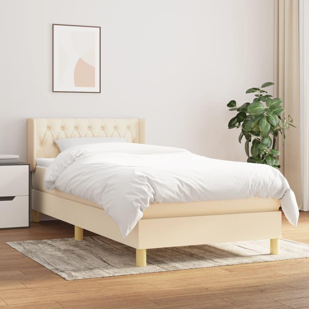 Kontinentalseng med madras 90x200 cm stof cremefarvet billede