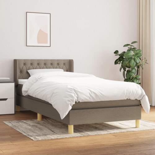 Kontinentalseng med madras 100×200 cm - stof, gråbrun
