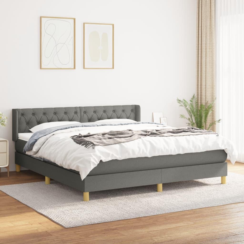 Kontinentalseng med madras 160×200 cm - stof, mørkegrå billede