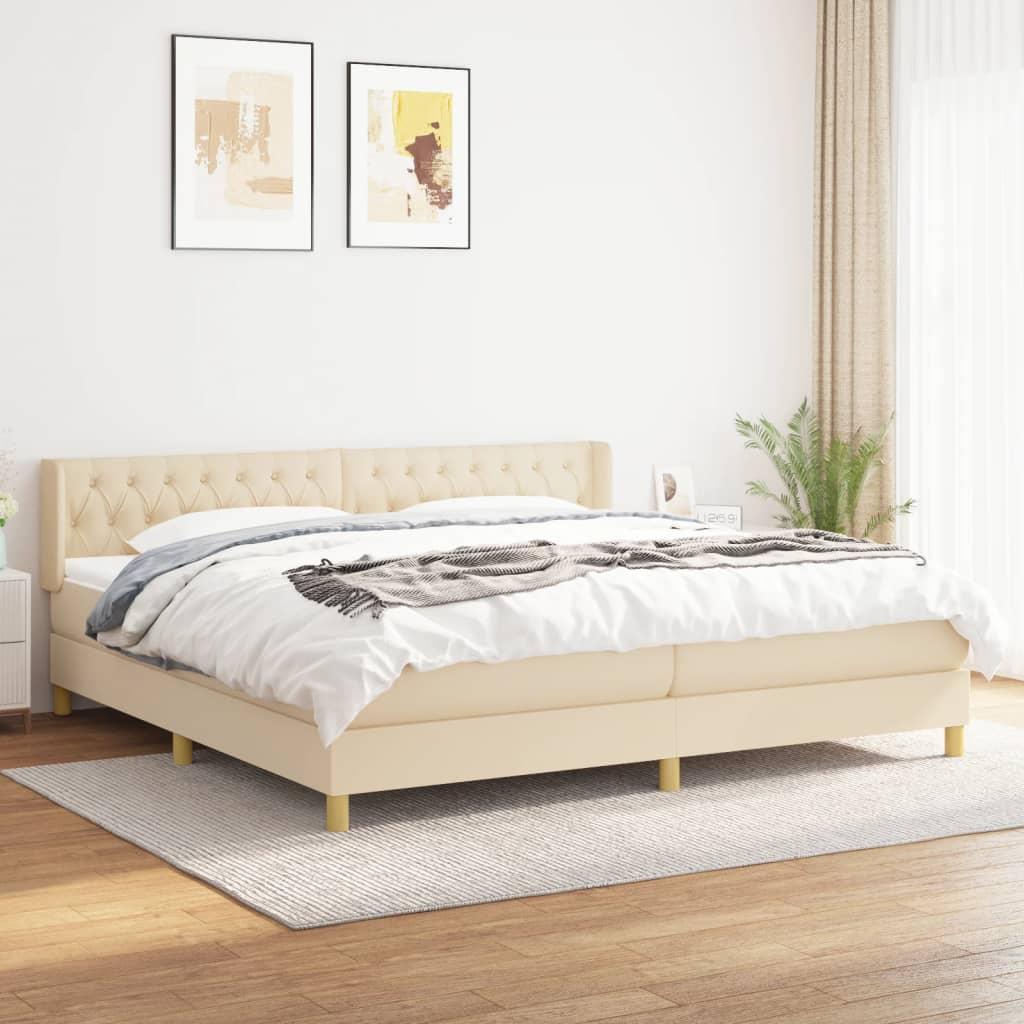 Kontinentalseng med madras 160x200 cm stof cremefarvet billede
