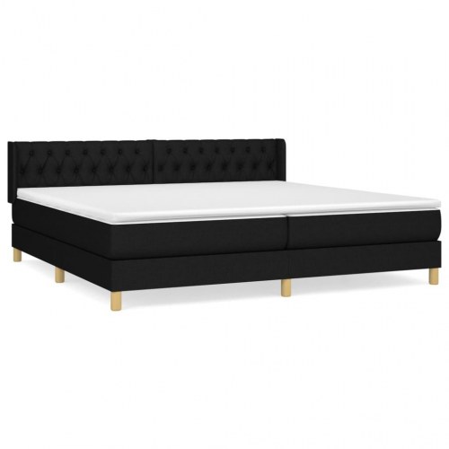 Kontinentalseng med madras 200 x 200 cm - stof, sort