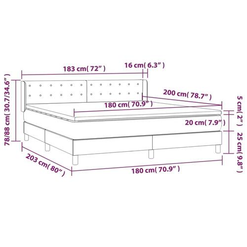 Kontinentalseng med madras 180x200 cm stof sort