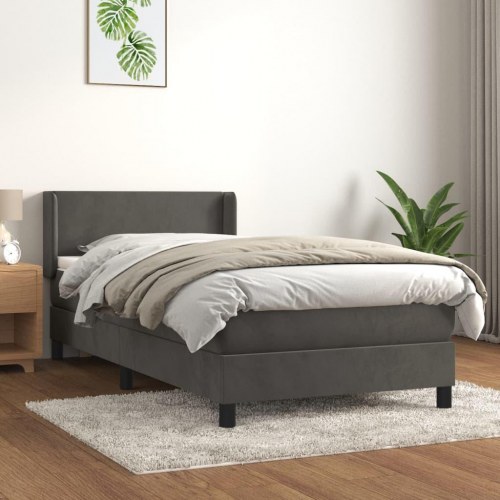 Kontinentalseng med madras 100×200 cm - fløjl, mørkegrå