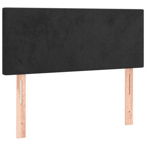 Kontinentalseng i fløjl - 100 × 200 cm, sort, inkl. madras og topmadras